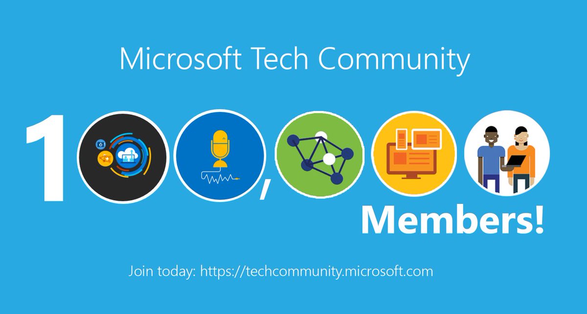 The Microsoft Tech Community is 100K members strong! Head over to the blog to see how we're celebrating: techcommunity.microsoft.com/t5/Tech-Commun…