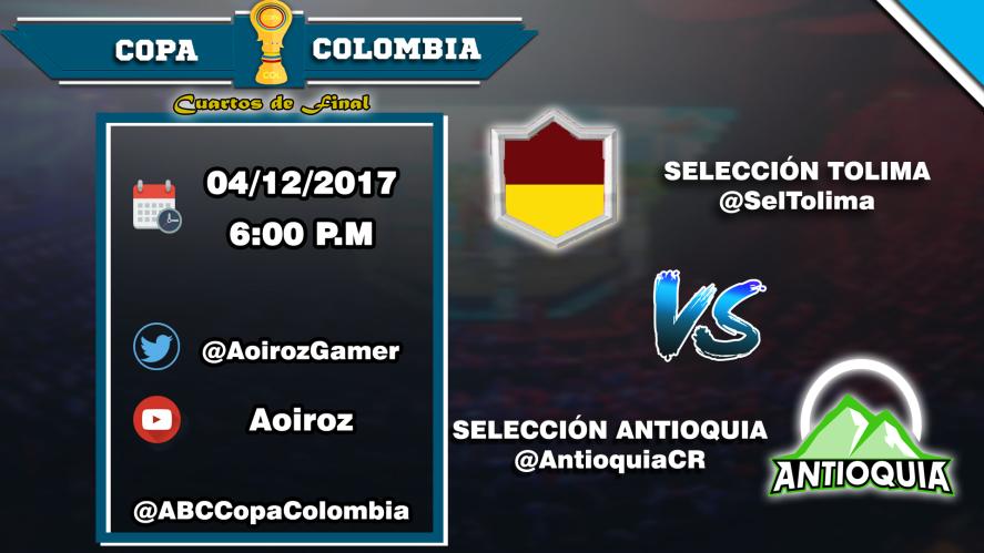 DIRECTO❤️📺🔛
CUARTOS DE FINAL👾
@ABCCopaColombia 🏆

<a href="/SelTolima/">Selección Tolima CR</a> vs <a href="/AntioquiaCR/">Sel. Antioquia CR</a> 

youtu.be/RJezlZVKwno