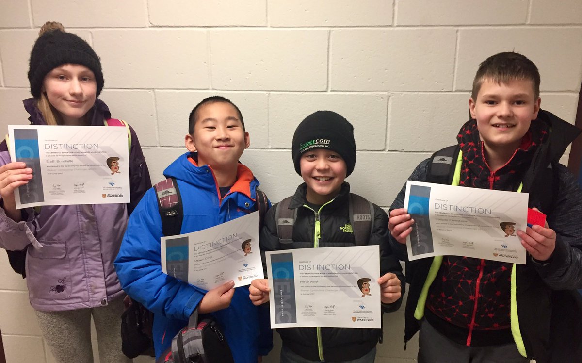 PGLSBA's tweet image. Monday group received their certificates today from @UWaterloo #BeaverComputingChallenge Congratulations to these students who earned Certificates of Distinction #ComputerScience #CriticalThinking #ocsbDL