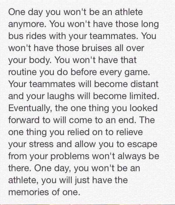 ginorossi1072's tweet photo. “One day you won’t be an athlete, you will just have the memories of one.” This one hit me hard.. https://t.co/Fjqb65jLMr