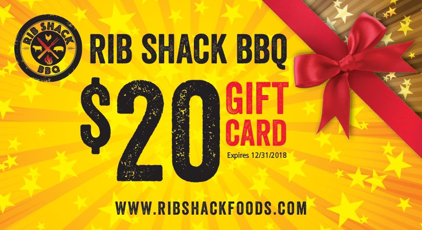 RibShackFoods's tweet photo. Give the gift of BBQ this holiday season! We'll also be giving a #FREE bottle of our Signature "Sweet &amp; Tangy" BBQ sauce with the purchase of a $20 gift card! #Yummy #BBQLovers https://t.co/XfUG91V0HH https://t.co/Psyv9U9rES