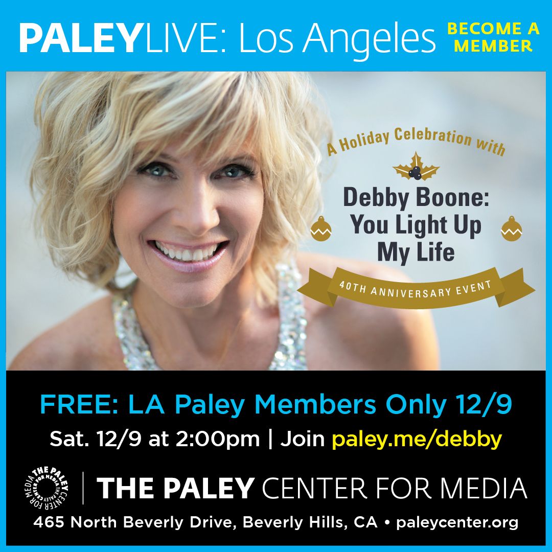 paleycenter's tweet photo. Los Angeles Paley Members! Have you RSVP'd for "A Holiday Celebration with Debby Boone: You Light Up My Life 40th Anniversary Event" on 12/9 yet?
RSVP here: https://t.co/pGky2mWd2a https://t.co/InAN0CegyV