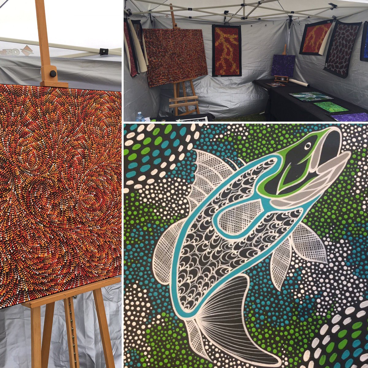 Croftys_Art13's tweet photo. At #OlivetreeMarkets on the weekend #Barngarla #SouthAustralia #AboriginalArt https://t.co/xjboYxJKYo