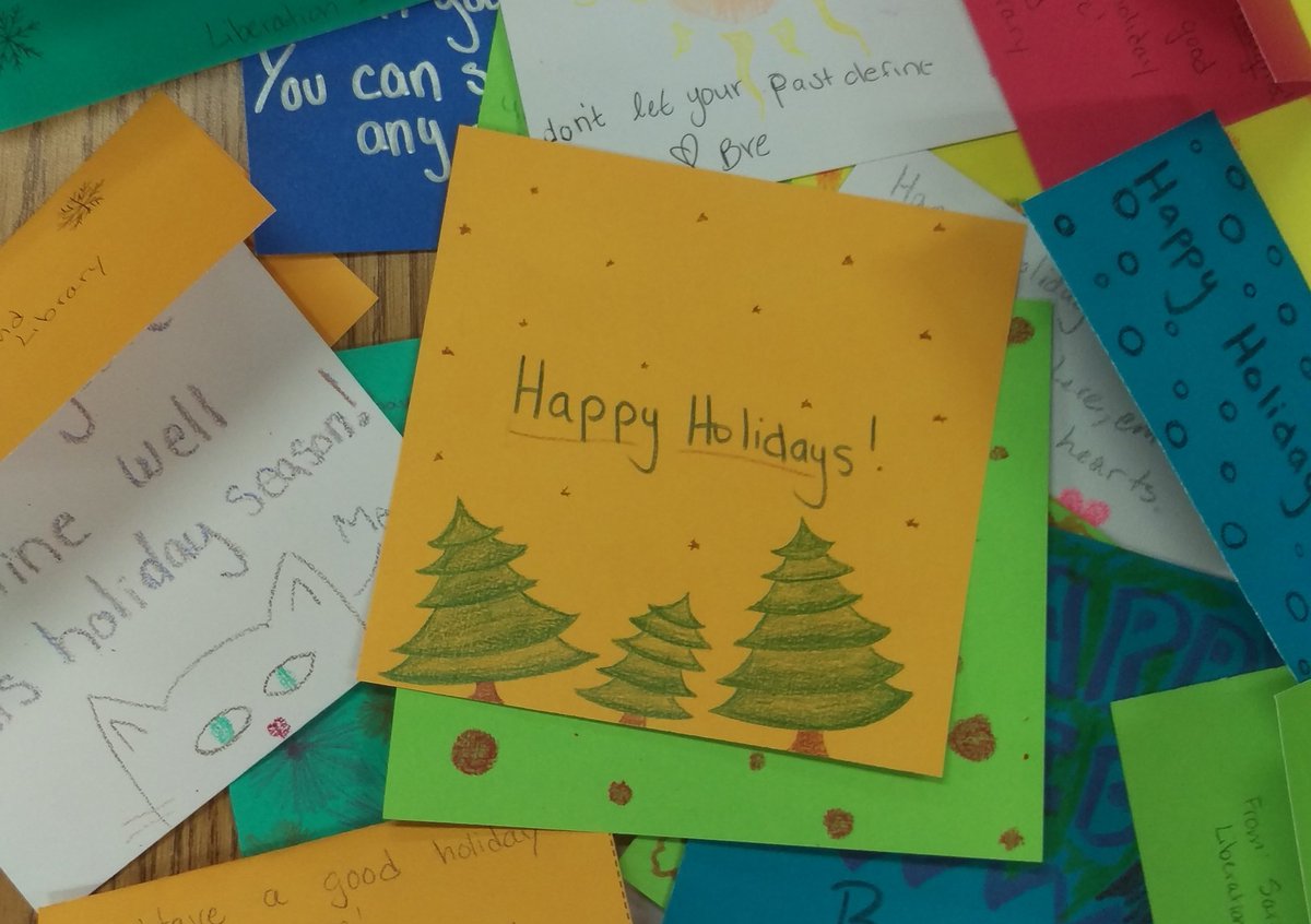 PHS_PeaceJam's tweet photo. @liberationlib we are so glad we could write holiday cards today! We are sending them to you tomorrow. https://t.co/KfSiU9ofXV