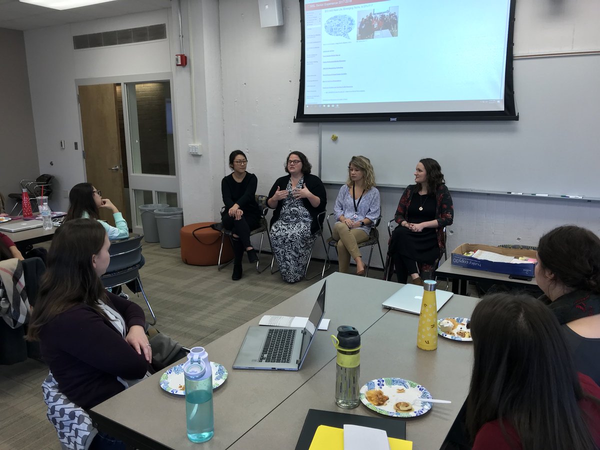 carl_young's tweet photo. Great job by #MSL17 seniors presenting #digitalportfolios earlier today followed by a great panel of #MSL grads & current teachers sharing their wisdom & insights! Many thanks @MrsChoELA, @amandaturner23, @MelissaLByrd, & #KellyTew! @NCStateCED #MiddleGrades #ELA #SS #GoPack https://t.co/LZrGmoDNza
