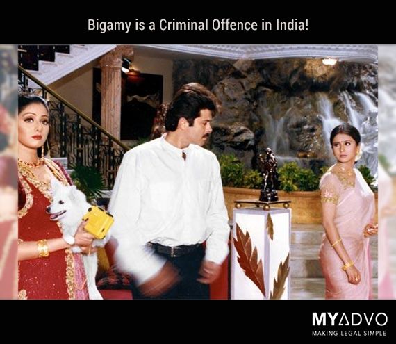 Myadvotweets's tweet photo. Getting married to another person during the lifetime of a spouse is bigamy and a crime in India! #MyAdvo #Makinglegalsimple #Tuesdaythoughts #Law #Legal https://t.co/V3Qwwra1bs