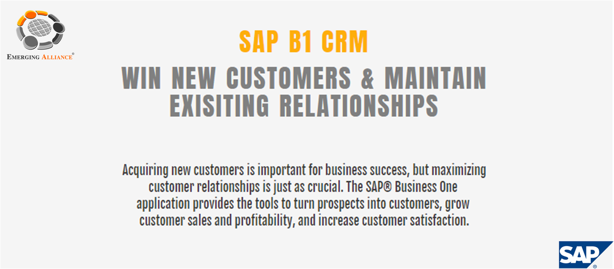 emergingaliance's tweet photo. SAP B1 - CRM
WIN NEW CUSTOMERS AND MAINTAIN EXISTING RELATIONSHIPS
Read More: https://t.co/ZZYrbGYc6Y
#emergingalliance #easapb1 #sap #sapcloud #sapbusinessone #businessone #clouderp #erp #sapchennai #successtips #businesstools #erpSoftware #erpsystem #implementation #aircloud https://t.co/oc3J8pd5LO