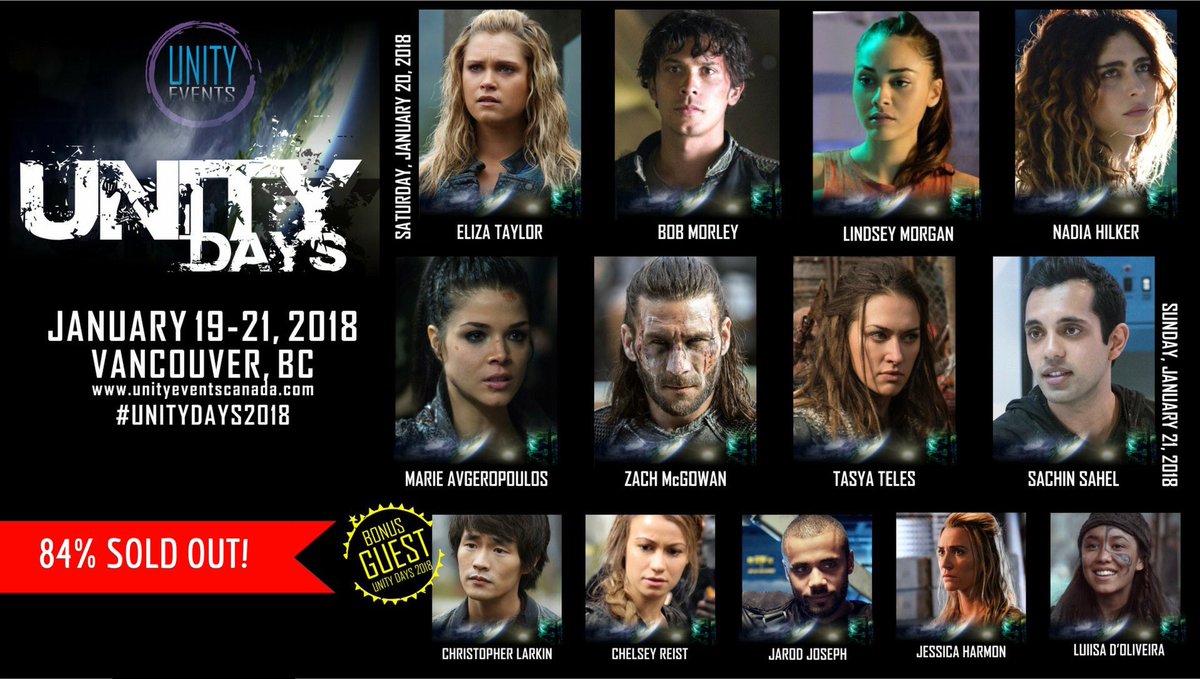 UnityEventsCA's tweet photo. ICYMI - #UNITYDAYS2018 is 84% sold out! Don’t miss out on the largest The 100 convention in North America. Get your pass at https://t.co/akXkoVm7XE https://t.co/XUTlgrdQeb