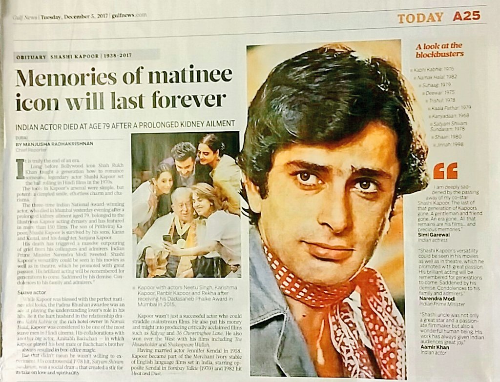 ArchiveDXB's tweet photo. #shashikapoor #shashikapoorji
@chintskap @sachin_rt @ShashiTharoor
#KabhieKabhie #Shaan #SatyamShivamSundaram #Deewar #Sharmilee #Suhaag #PyarkiyeJa #Kalyug #HeatandDust #36ChowringheeLane #TheHouseholder https://t.co/iBdXHfv7DZ