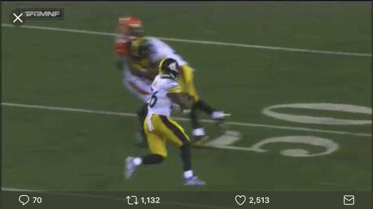 tpep13's tweet photo. @thereal_lendale I agree. Clean block. The man got hit. Shit happens. #Burfict #juju #football #Bengals #steelers https://t.co/6fyxOC7OKx