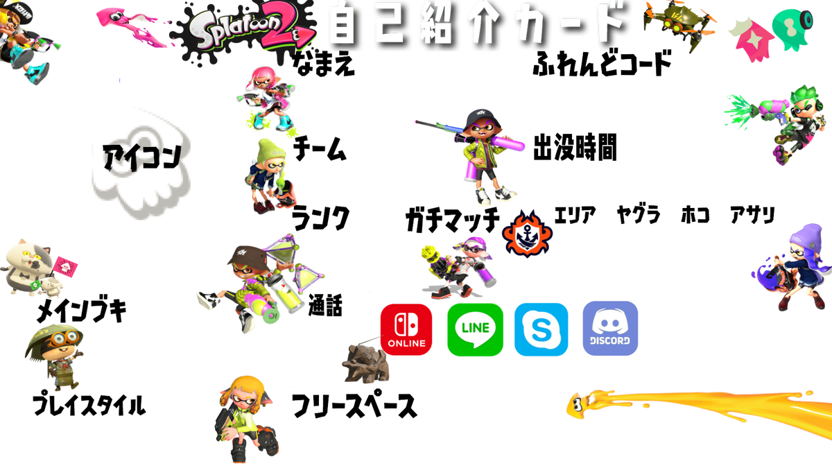 スプラトゥーン2自己紹介カード