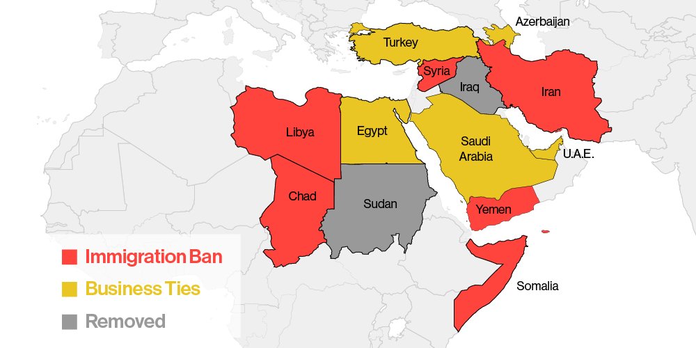 business's tweet photo. Trump’s immigration ban excludes countries where he has business ties https://t.co/BgCeGUJJp9 https://t.co/2KEgjA6yqw
