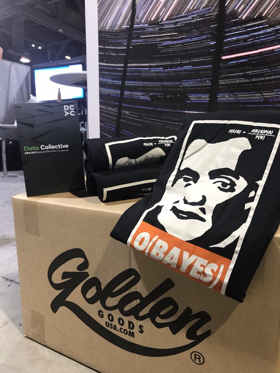 Psyched for our <a href="/goldengoodsUSA/">Golden Goods USA</a> t-shirts for our <a href="/DCVC/">DCVC</a> sponsor booth at the <a href="/NipsConference/">Ronny MacIntoshes Plus Jr 🐀</a>. Thanks, guys! Get 'em while they're hot! #OBayes