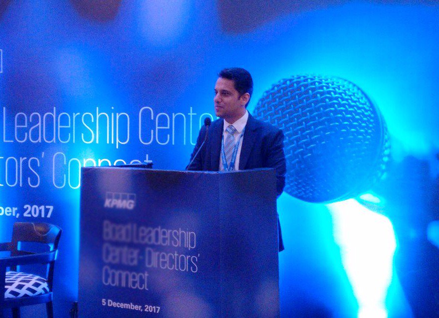 KPMGIndia's tweet photo. Pankaj Arora at @KPMG’s #BoardLeadershipCenter (India) #DirectorsConnect 2017 mentions that governance regulations should be more evolutionary than revolutionary. #KPMGIndiaBLC https://t.co/a8OxE0LnzR