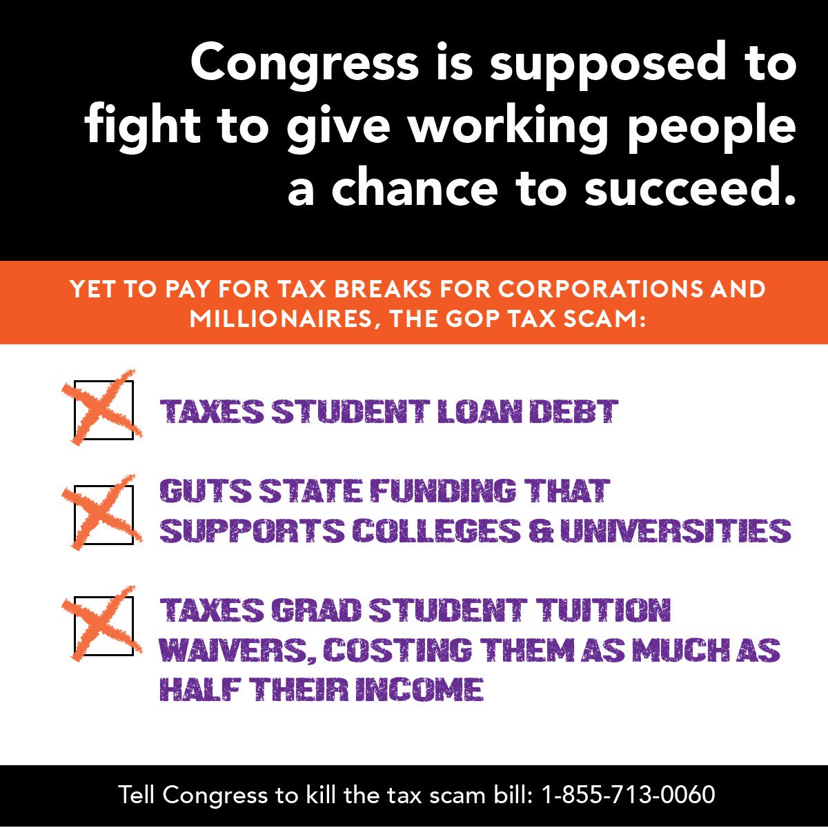 TechCanDoBetter's tweet photo. The #GOPTaxBill bill would 1) tax student loan debt 2) gut university funding sources 3) tax grad student tuition waivers!  @SpeakerRyan why don't you fight to make college affordable for all #GOPtaxscam #RiseUp https://t.co/9WX4XwwwqN