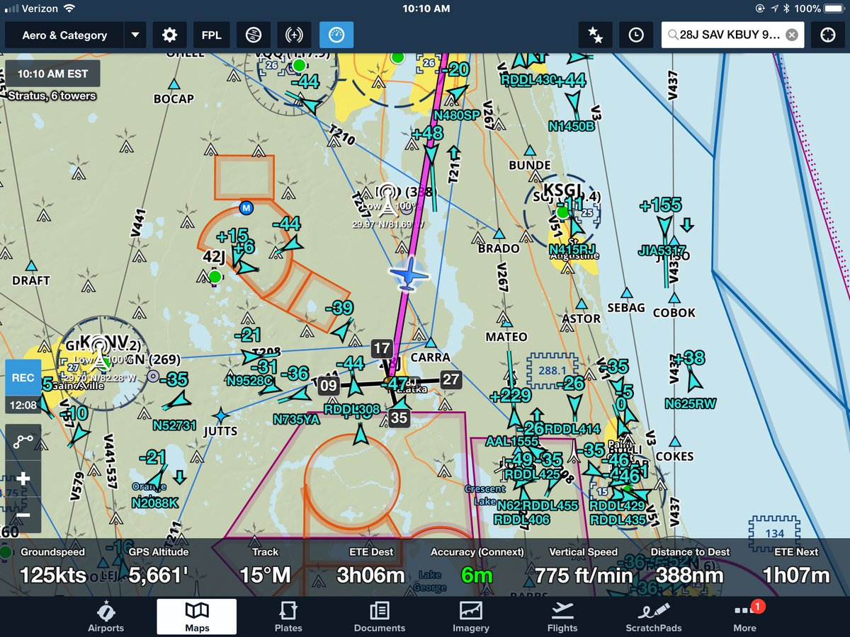 artbillingsley's tweet photo. Florida airways are filled on beautiful clear days with general aviation training, regular general aviation traffic, commercial traffic and corporate traffic. Here is a recent departure from Palatka, FL (28J) #foreflight #stratus2s #cessna #310Q https://t.co/Z8HoQfE006