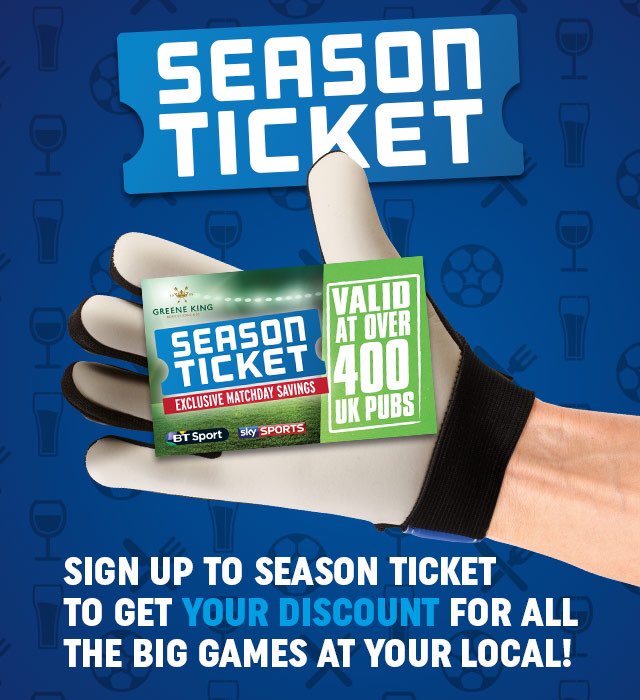 Do you love football? Grab your greeneking season ticket.. 10% off all premier league and champions league games. Just ask at the bar!