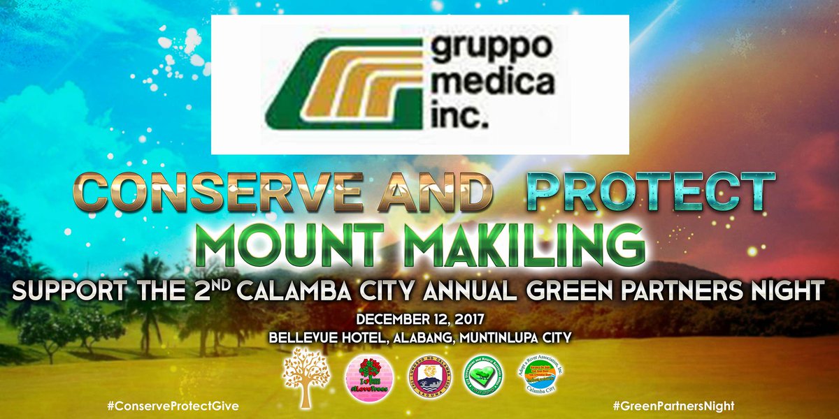 Together with Gruppo Medica, we invite you to join us with our aim to conserve and protect Mount Makiling. It’s about time to give back, love nature, love life! greenpartnersnight.info  #ConserveProtectGive #GreenPartnersCalamba