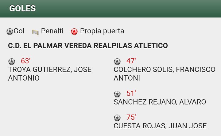 -Once titular.
-Suplentes.
-Tarjetas.
-Goleadores.
#CDElPalmarVeredaReal #TerceraAndaluzaSevillana #GrupoTercero