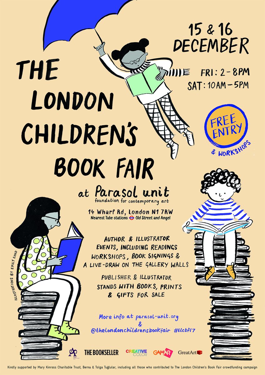 Parasolunit's tweet photo. With over a week to go we're busy getting ready for The London Children's Book Fair @Parasolunit - free entry, creative workshops, author readings + painting across the gallery walls with dynamic illustrators #EmilyRand #Goodwivesandwarriors @DaveBarrow3 https://t.co/reN6cc7Ajy