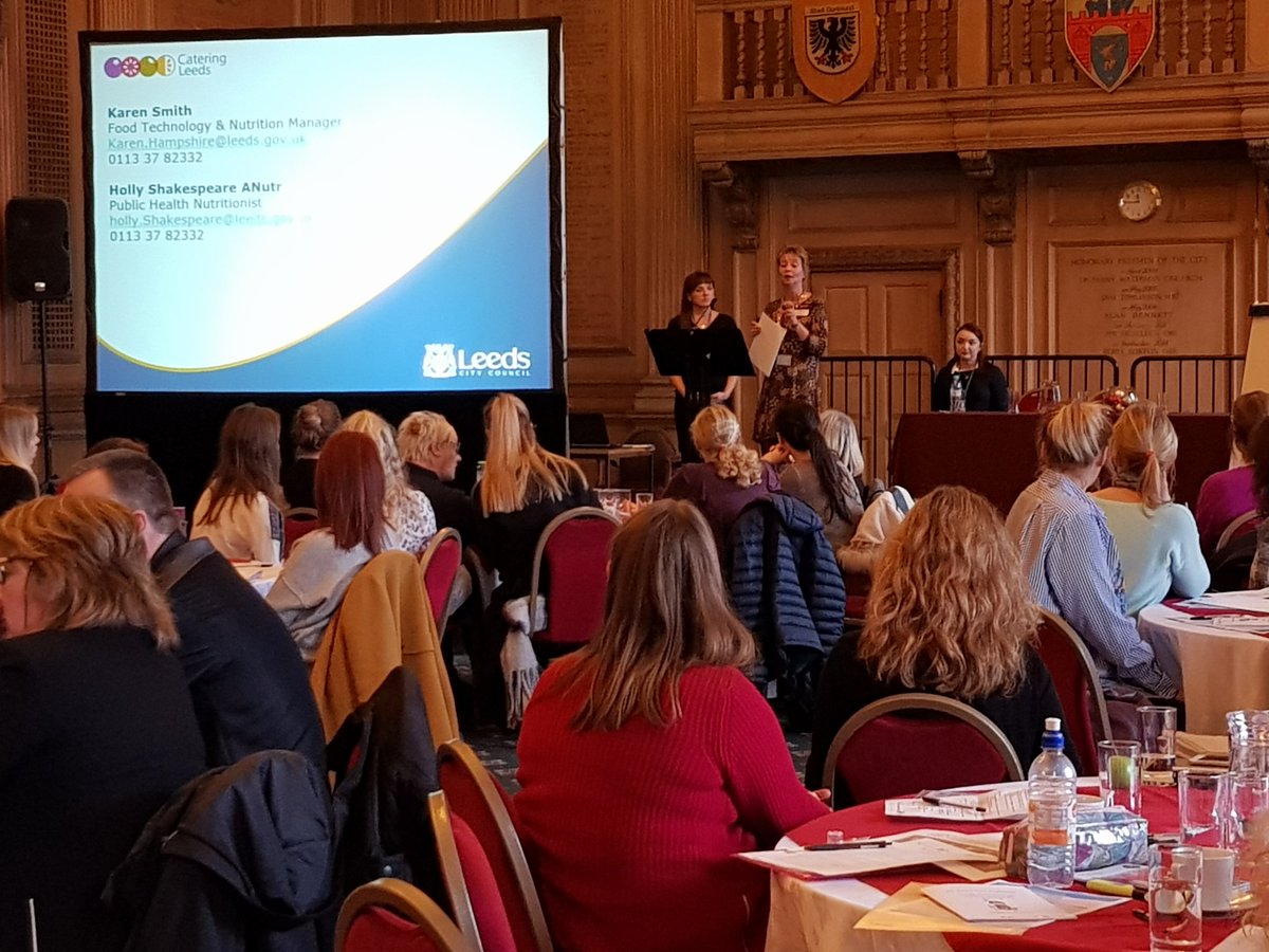 Leeds_Learning's tweet photo. Karen and Holly from @catering_leeds presenting nutritional value of food and the menu choices they offer. #healthyFood https://t.co/whb5He6vuC