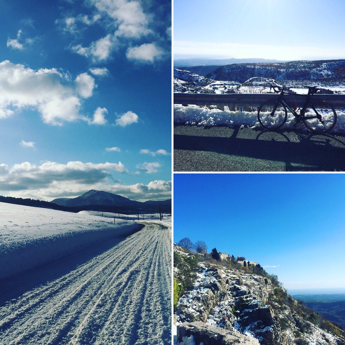ascentexp1's tweet photo. Snow has arrived in the Alpes-Maritime #ascentexperiences #masdelachapelle #winterriding #cyclefrance #skifrance #gourdon #winterholiday https://t.co/iXaSoRp5aY