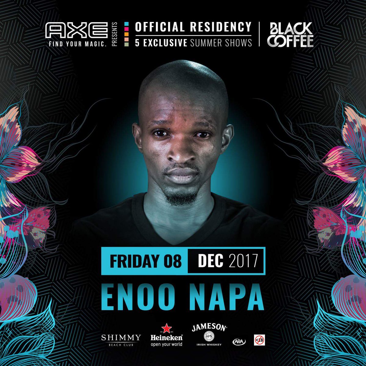 enoonapa's tweet photo. This Friday, it's the opening of the  @realblackcoffee residency at @ShimmyBeach Club in Cape Town. Super looking forward to this. #FindYourMagic @axe_sa #SuperAfricans #PrayingDjz https://t.co/WCqAQ1BZoS