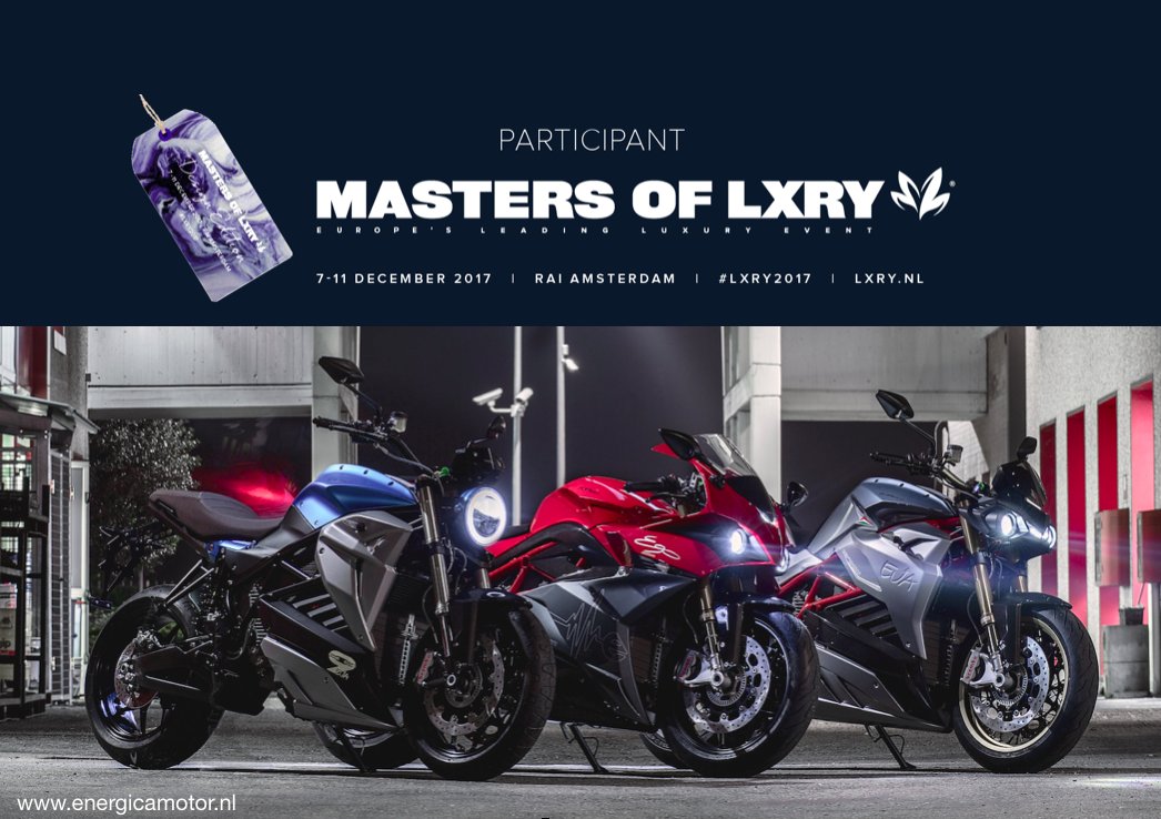 Van 7 t/m 11 december vind je de bijzondere motoren van <a href="/EnergicaMotor/">Energica</a> tijdens het grootste premium lifestyle-event van Europa, Masters of LXRY, in de RAI Amsterdam #LXRY2017 ow.ly/HBS030h0H9i