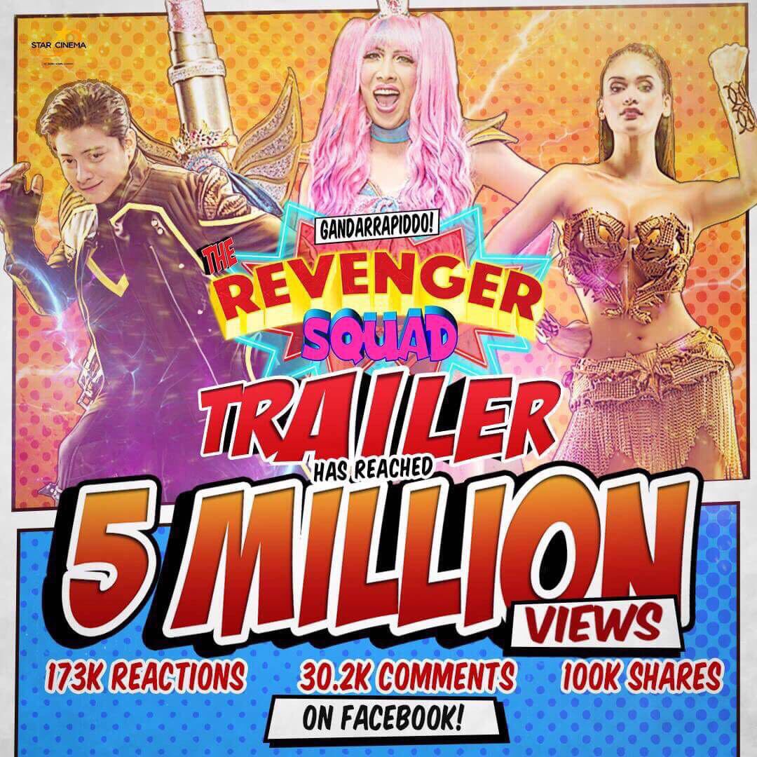 vicegandako's tweet photo. Woooooow!!! Blockbuster ang trailer ng The Revenger Squad!!! Salamat sa 5Million views at 100K shares!!!  Matsala mga lodi!! https://t.co/Sis2RoOUgu