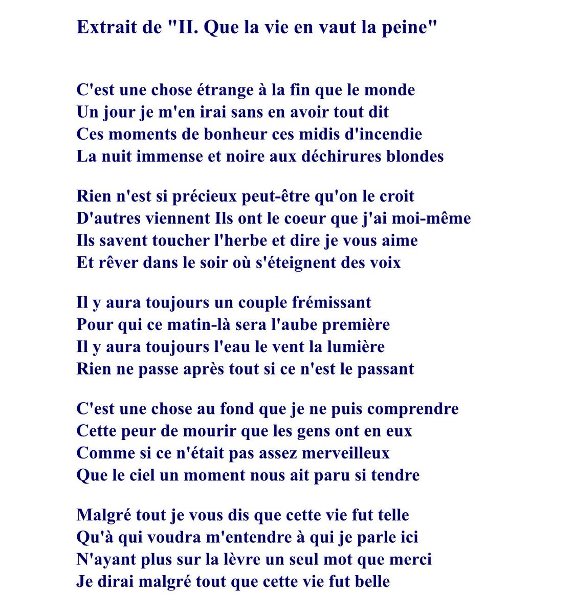 Victoria 🌿 on Twitter: "Jean d'Ormesson pour moi sera toujours associé à  ce sublime poème d'Aragon, son hymne de vie ❤️ https://t.co/69DiBL6rq8" /  Twitter