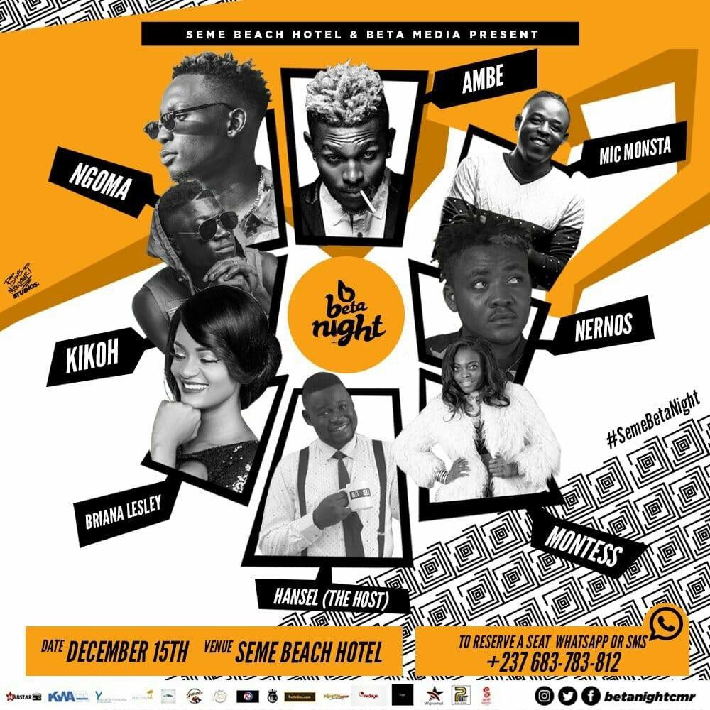 LiinxOfficial's tweet photo. This #Friday15Dec from 6PM at #SemeBeachHotel #Limbe Myself @iAmNgoma @IamMicMonsta @AmbeOfficial @kikohOfficial @LeKamsi , @I_AM_MONTESS &amp; #Lesley Hosted by king of comedy @ngwanehansel cc @Ndinge @beta_tinz @betamedia237 

#EntryIsFree 🔥 DM/SMS/WhatsApp/call : +237 683-783-812 https://t.co/Yys15SN2dY