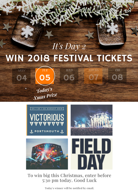 radiospecialist's tweet photo. #RadioWorksAdventCalendar It's day 2 &amp; we have 2 chances to win today thanks to our friends at @global. 
Follow @radiospecialist &amp; RT this post for a chance to win a pair of tickets to Field Day 2018 or a pair of tickets to Victorious Festival in Portsmouth. https://t.co/PEuqwX7hEn