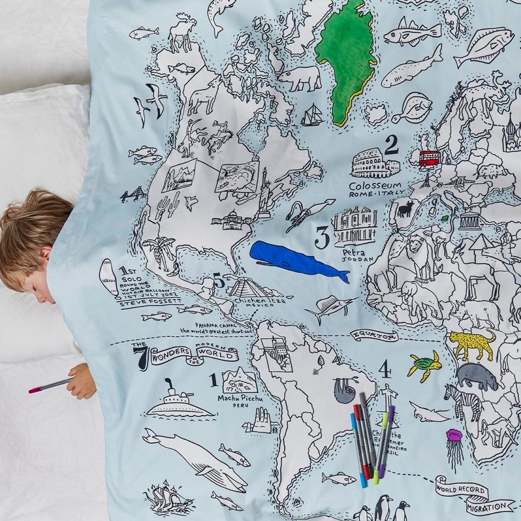 MapandFamily's tweet photo. Christmas gift idea for all the family. Map print duvets and tablecloths to colour in and wash clean! https://t.co/Qsy4Ec5LpA #familytravel #notsp https://t.co/HB4QOpucDw