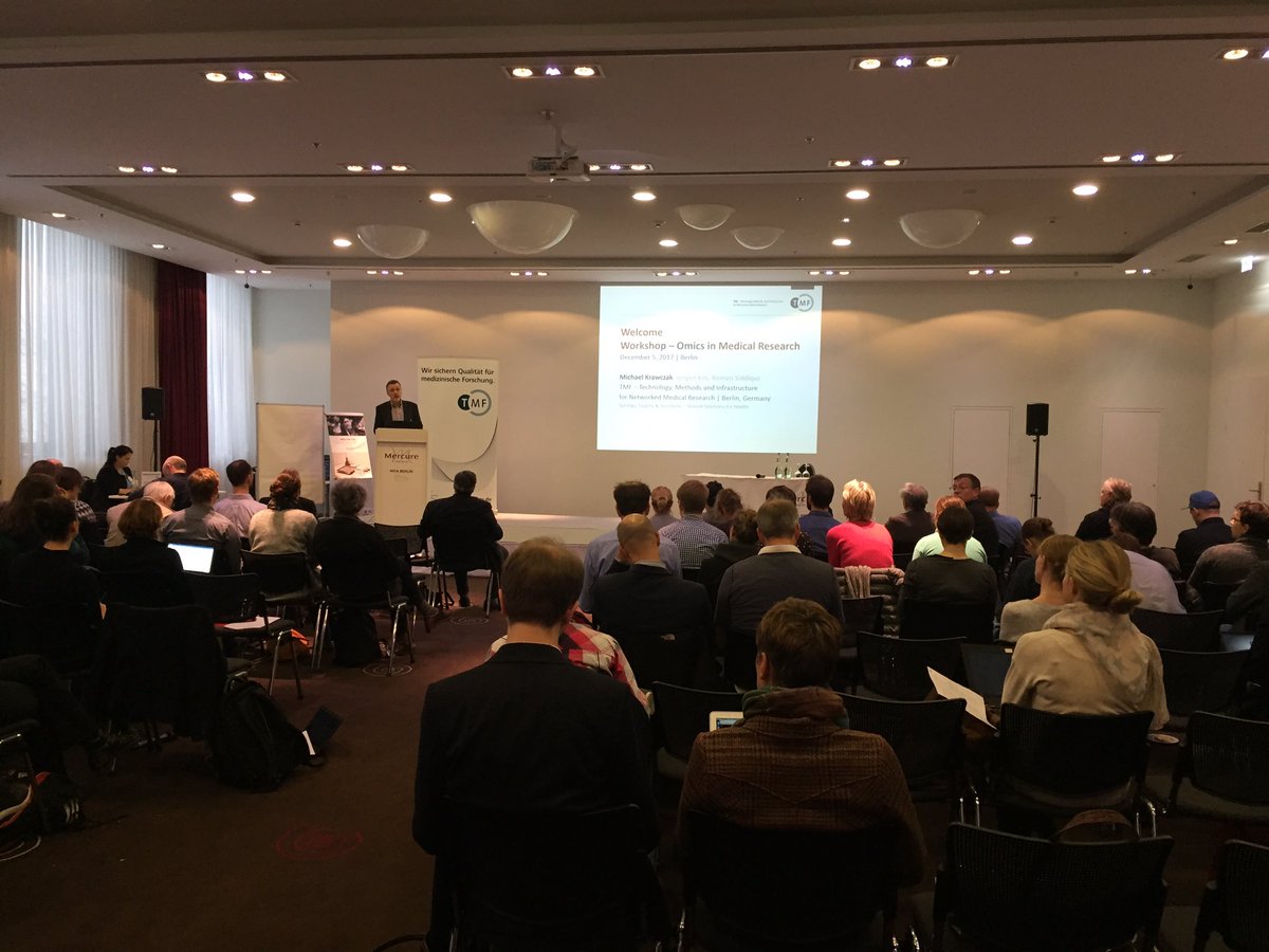TMF_eV's tweet photo. Opening speech by M. Krawczak #Omics-Workshop organised by TMF and @DKFZ #bioinformatics #systemsmedicine #biobanken2017 https://t.co/nY6Pb1vF34