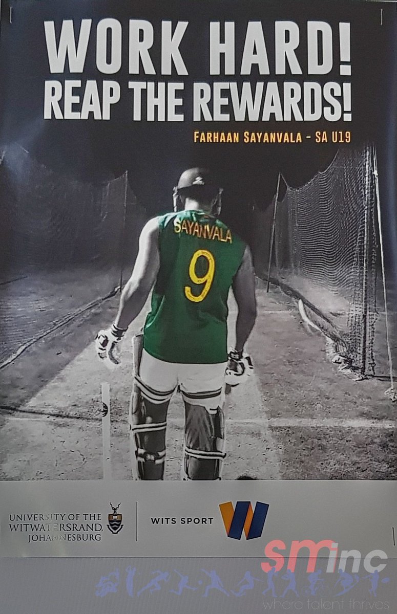 Loved walking into the <a href="/WitsSport/">Wits Sport</a> Cricket changeroom and seeing this #Motivation poster. 

You've come a long way <a href="/fudgie_9/">Farhaan Sayanvala</a> ..... 
So much more in store.

@GautengCricket @HighveldLions <a href="/OfficialCSA/">Proteas Men</a> <a href="/OpalSport/">Opal Sports</a> <a href="/GMCricket/">GM Cricket 🏏</a> #PumaEyewear <a href="/ShreySports/">Shrey Sports</a> <a href="/TKSportsSA/">TK Sports SA</a> <a href="/Wits_News/">Wits_News</a> 

#SMinc