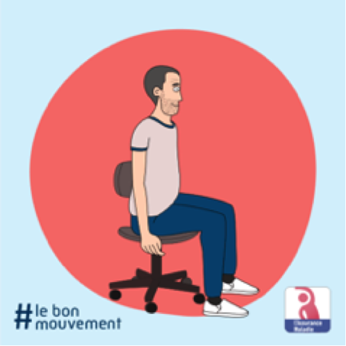 Pour les personnes à leur bureau : quand vous êtes assis longtemps, bougez et basculez votre bassin sur votre siège #lebonmouvement