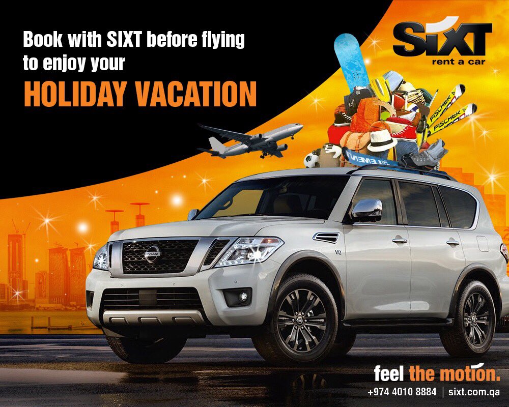SIXT_Qatar's tweet photo. The holidays are just around the corner! Are your suitcases packed already? With rental fleets across the globe, it’s never too early or too late to book a ride with us before flying to your holiday getaways.
⌨️https://t.co/QLTaXE7FDz
#SIXTQatar #Holiday #Doha https://t.co/4WQF0dHVAl