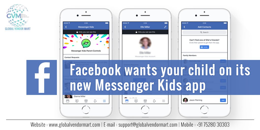 GlobalVendors's tweet photo. The new #Facebook #Messenger lets kids text and video chat with their family and friends. But because many kids don't have phones. You need a phone number to create a regular Messenger account -- Messenger Kids lets parents sign up their........ Read More: https://t.co/bFLi06Rvgt https://t.co/QysAftsnSO