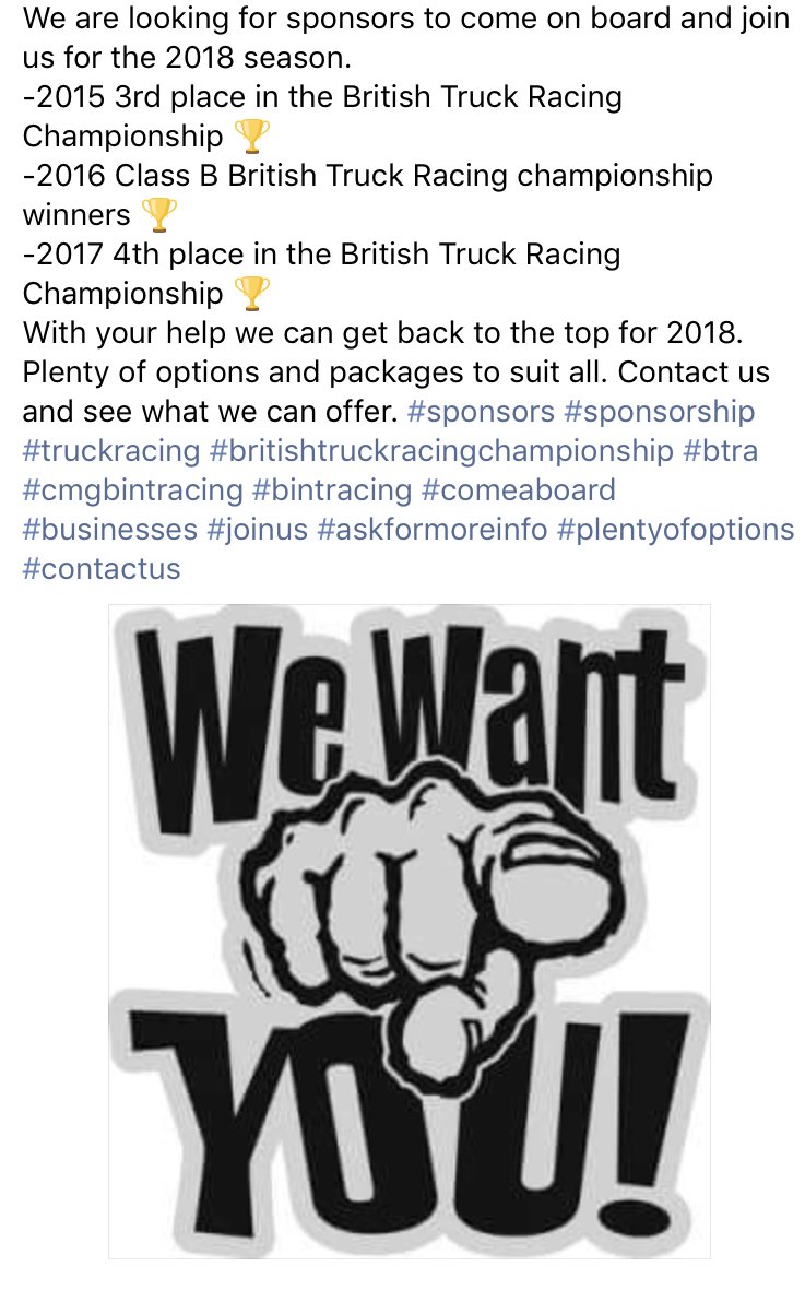 Bintracing5's tweet photo. #sponsors #cmgbintracing #bintracing #truckracing #racing #joinus #packagestosuitall #sponsorship #truckracing #contactus #moreinfo https://t.co/vCC0z80bNv