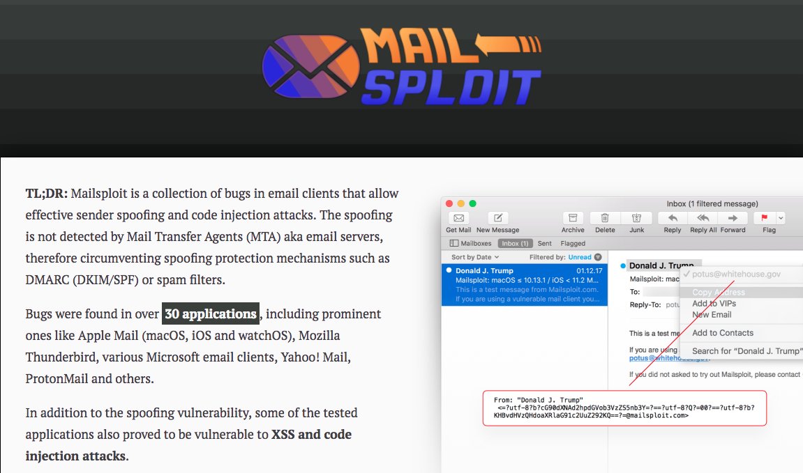 cyb3rops's tweet image. MailSploit
a collection of bugs in email clients that allow effective sender spoofing and code injection attacks
mailsploit.com/index