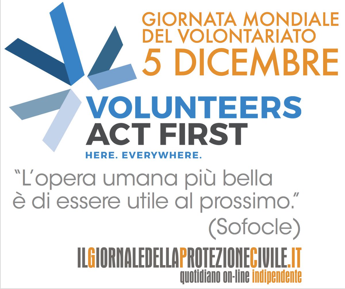 giornaleprociv's tweet photo. Oggi 5 dicembre, giornata internazionale del #volontariato
#volunteersactfirst #InternationalVolunteerDay
#giornatavolontariato #5dicembre 
@anpasnazionale @csvnet @caterpillarrai @crocerossa
@CIS0M  @misericordie1 https://t.co/tyH08iKFOY