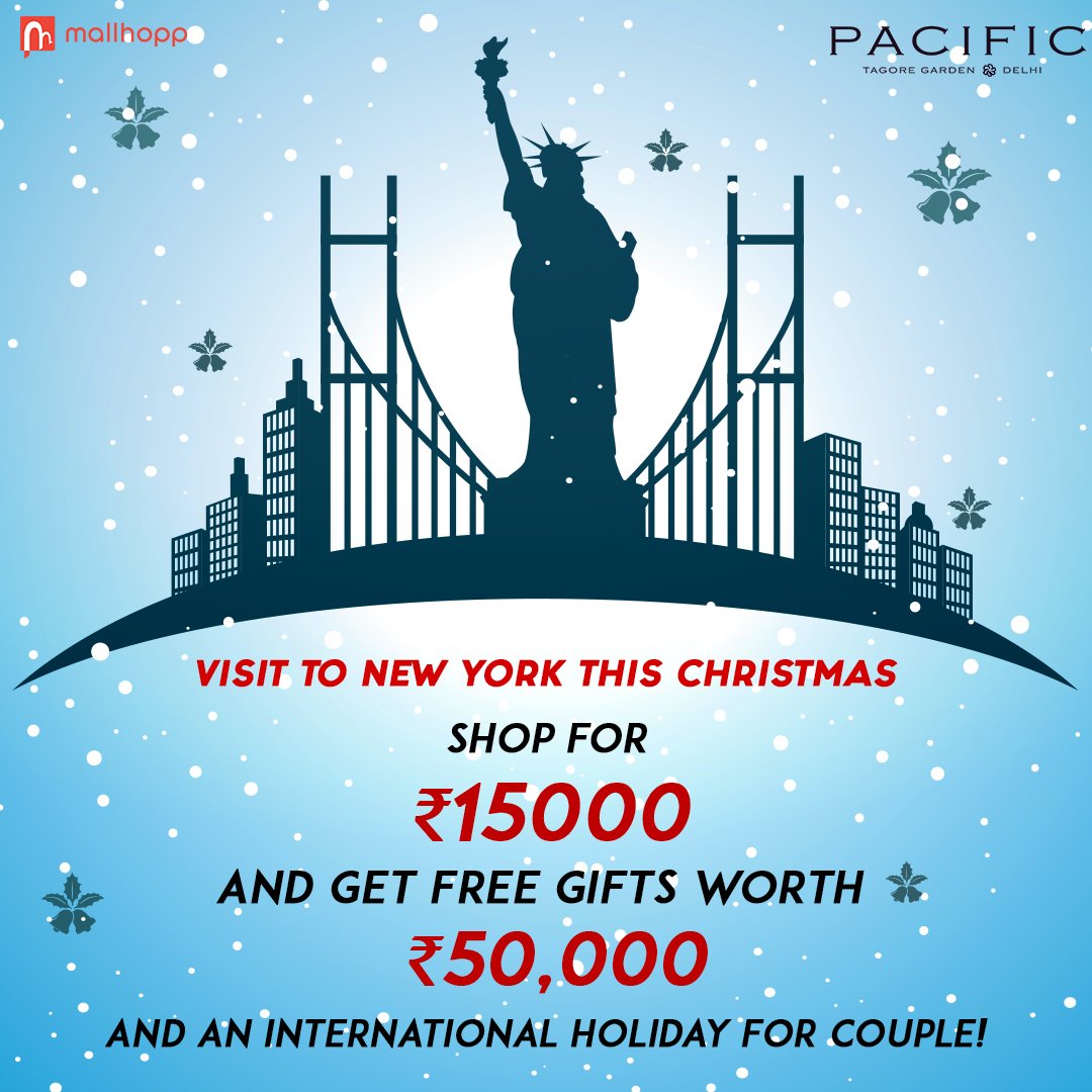 themallhopp's tweet photo. Ho Ho Hurry! This Christmas season win big with @DelhiPacific .Shop for ₹15000 and above to unlock weekly surprise gifts* worth ₹50,000 and an International holiday for couple! #chirstmas #pacificmall #malls #mallsinIndia #offer #shopping #shoppinginmalls #mallhopp https://t.co/b89o0xs29l