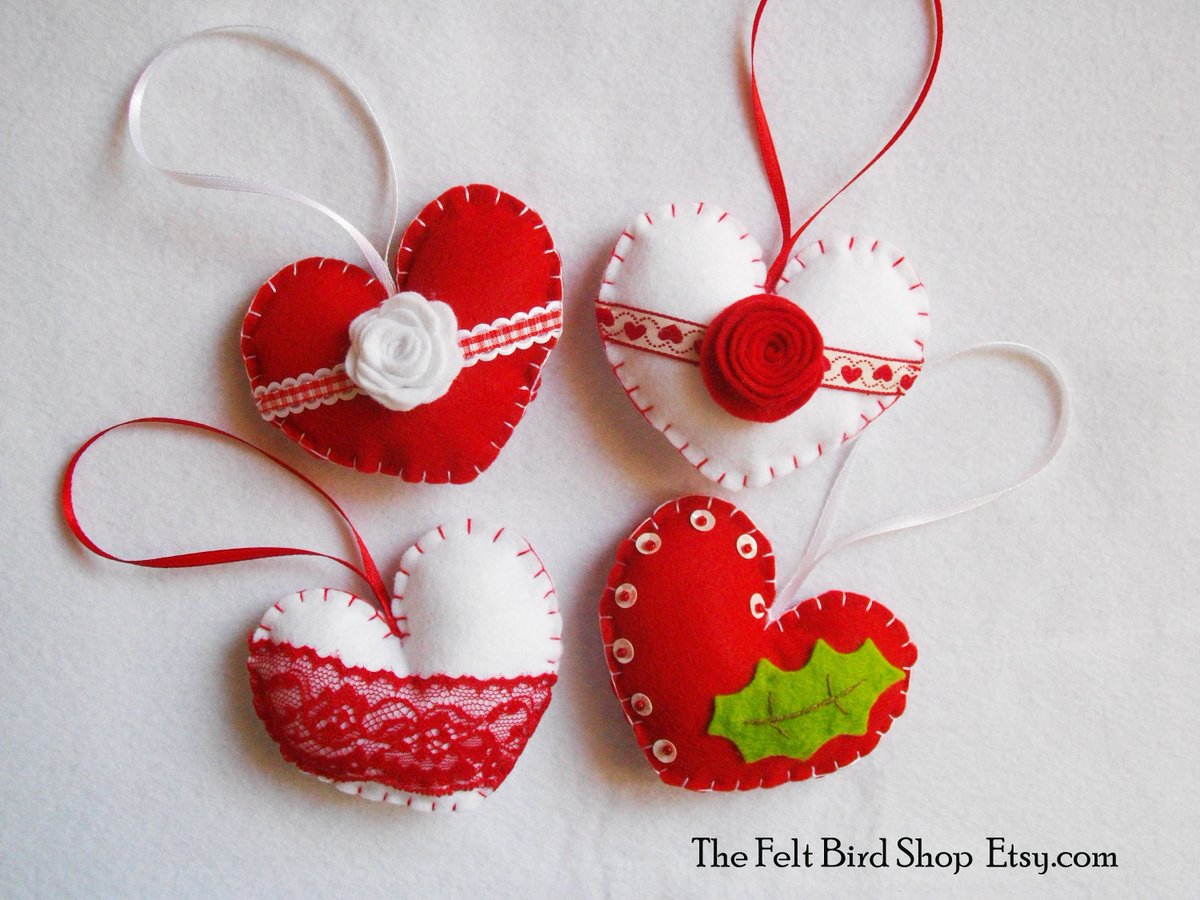 Beautiful Felt Hearts for Christmas, ready to ship: etsy.me/2ATn5is via <a href="/Etsy/">Etsy</a>
#ShoppersHour #Hearts #Christmas