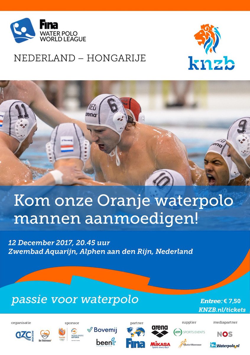 Over een week mogen we weer voor de World League tegen te water,
We beginnen dinsdag 12 december om 20.45 uur en geen minuut later.
We gaan er alles, maar dan ook ALLES aan doen,
Om het Hongarije moeilijk te maken, de vice-wereldkampioen!
Voor tickets: eventbrite.nl/o/knzb-1436383…