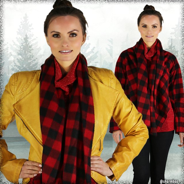 The sharmbaa LeeLoo Multi-Sweater is an essential styling piece because it can transform from scarf to bolero to shawl to sweater and more! ow.ly/nI2z30gZ2Mv #travelfashion #travelstyle #businesstrip #onthegoceo #businesstravellife #businesswomen #fleece #buffaloplaid