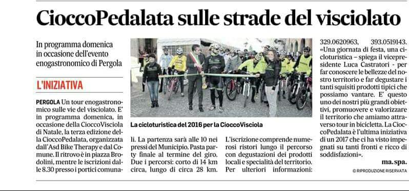 PergolaInforma's tweet photo. I giornali di oggi parlano della #CioccoPedalata di domenica. Vi siete iscritti? ;) 

#Cioccovisciola #Pergola #Biketherapy https://t.co/0ArSfBQnIk