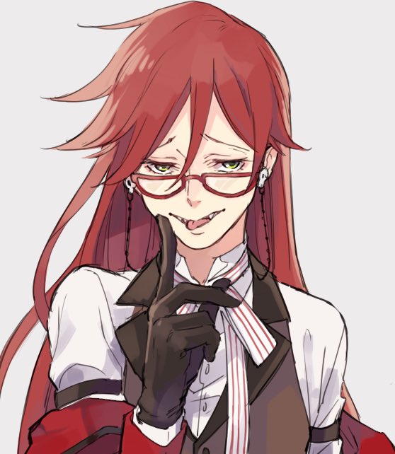 こがみ على تويتر リプきたキャラの顔だけ描く 黒執事のグレルサトクリフ むっちゃん K M T123 より