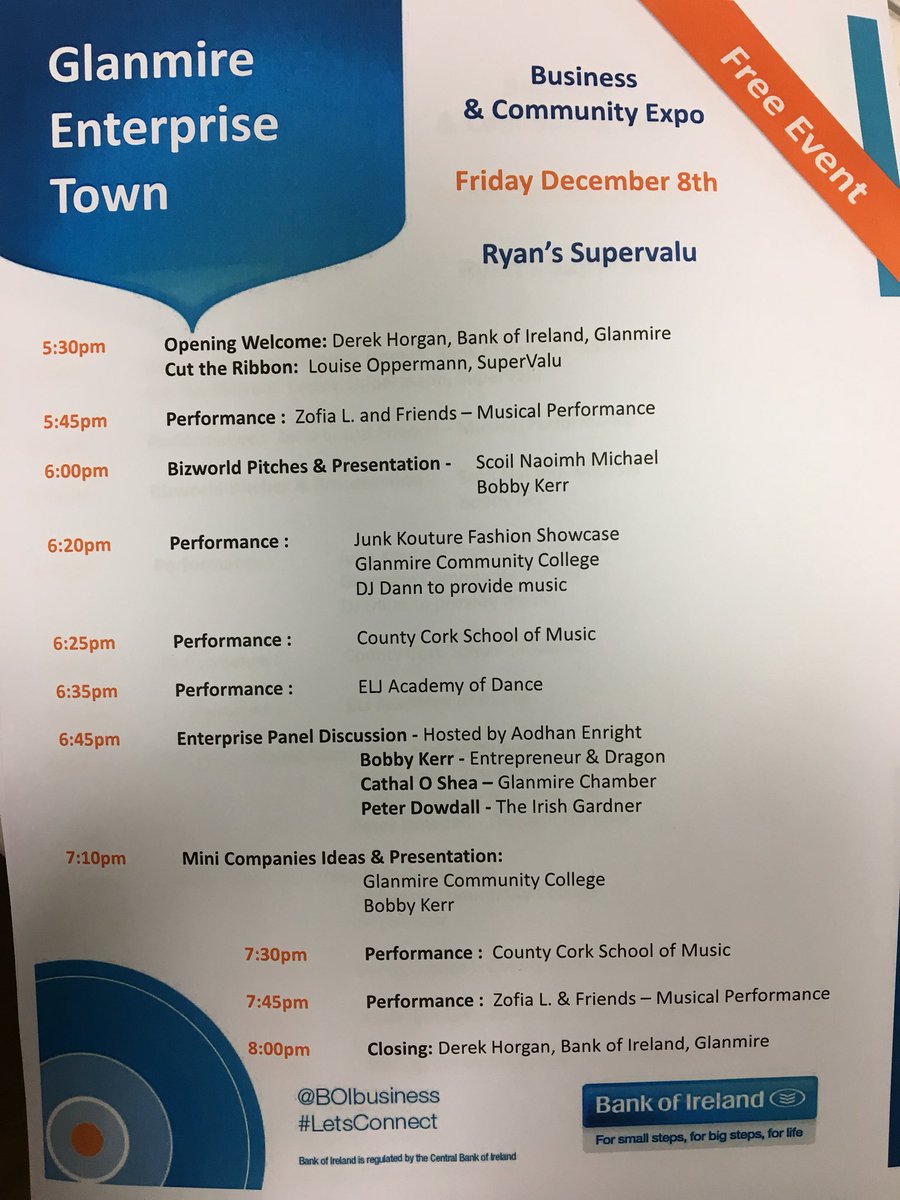 The highly anticipated Bank of Ireland Glanmire Enterprise Town event in cooperation with and located <a href="/ryanssupervalu/">Ryan's SuperValu</a> Glanmire promises to be a wonderful occasion for business, schools, clubs, families and social groups. Looking forward to seeing everyone there 👍 🎉