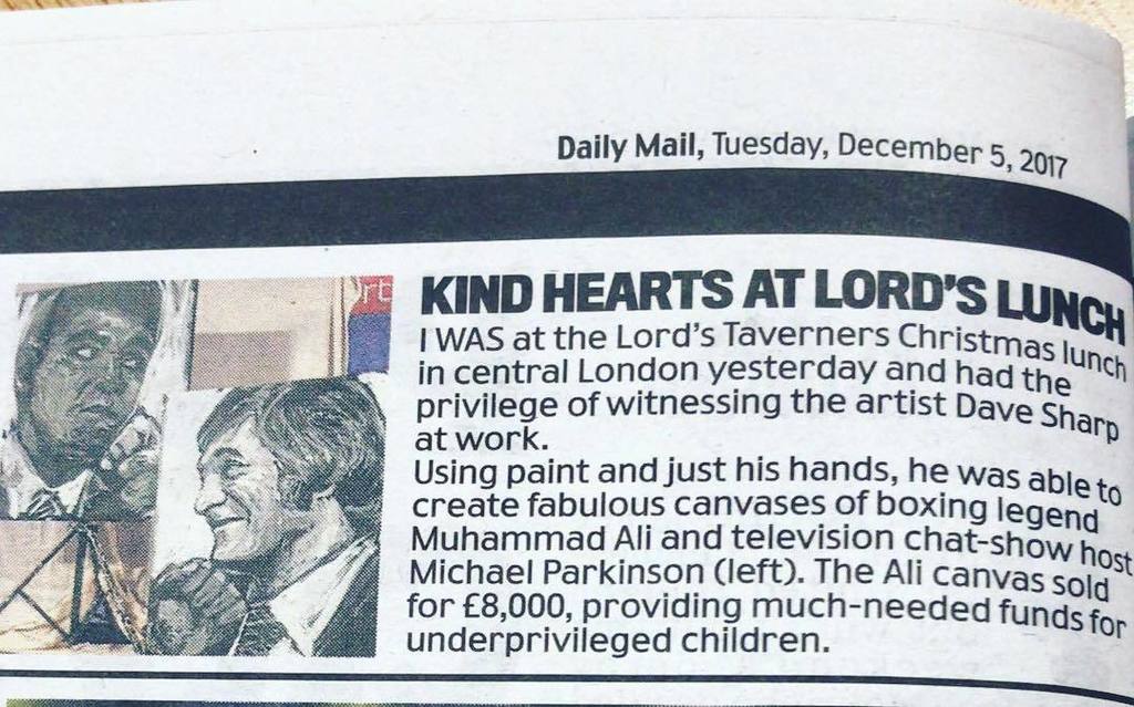 DaveSharpsArt's tweet photo. Nice suprise in the Daily Mail today!!:) (Although tbh the pair actually sold for £16,000 ;) ha!#thedailypost #charity #auction #london #boxing #mohammadali https://t.co/IScWXoxA7A https://t.co/Svpl27qYrs