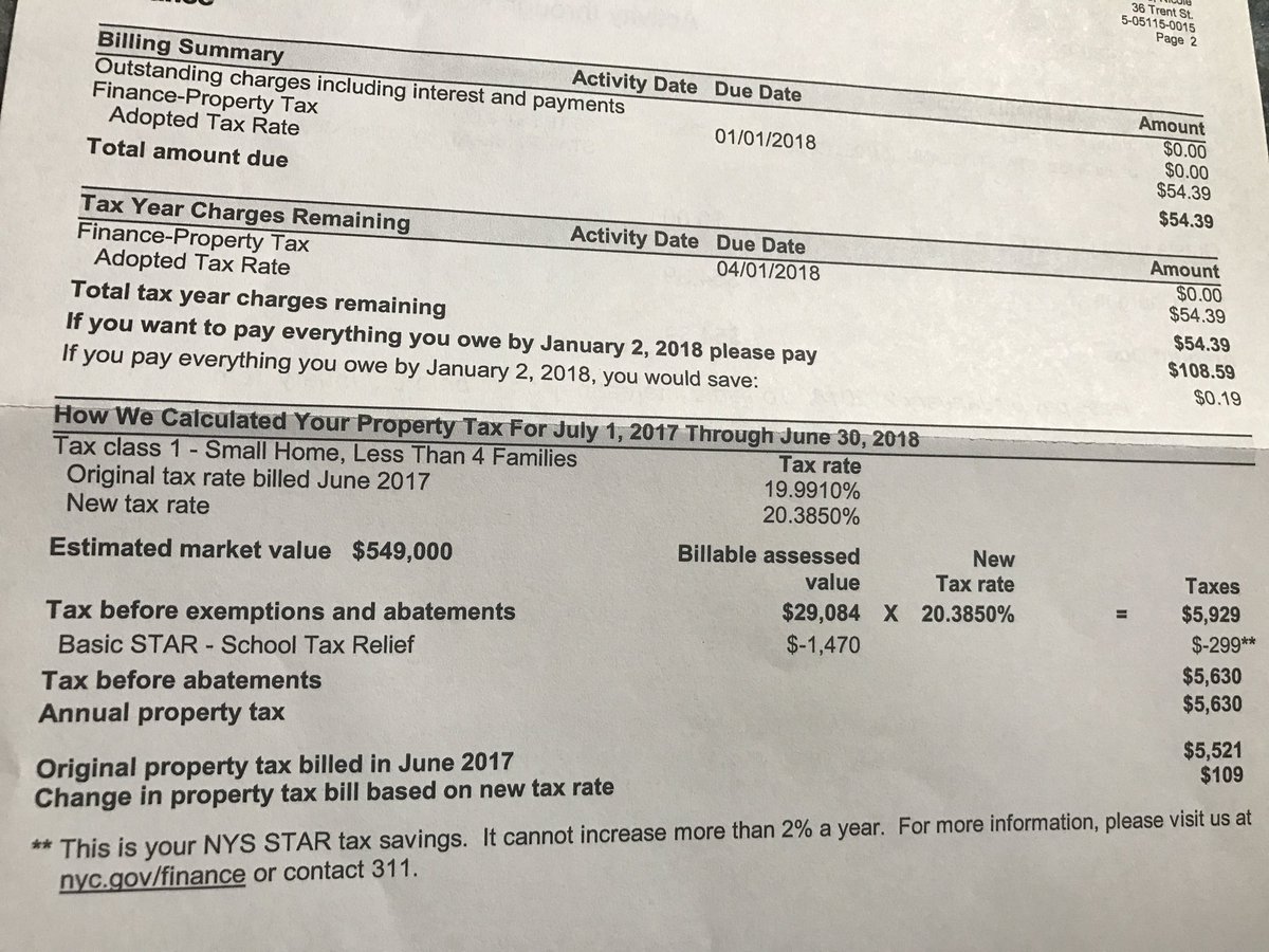NMalliotakis's tweet photo. During campaign, @NYCMayor said he doesn't support increasing the property tax rate yet, two weeks after election, homeowners received property tax bills with increased tax rate. I paid my taxes in full in June & all of a sudden I owe $100 more. #NotAnATM https://t.co/UpsENvkwUH